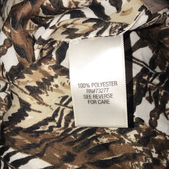 Dana Bachman blouse cold shoulder brown black tan geometric belted batwing Large - Picture 8 of 9